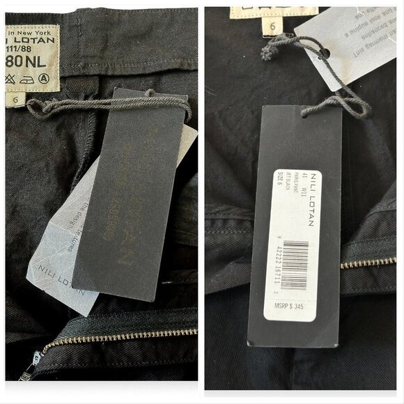 Nili Lotan Paris Drop Crotch Cropped‎ Pants in Jet Black  Size 6, New with tag - Picture 5 of 12